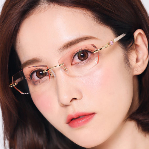 切边眼镜切边眼镜女圆脸白色无女