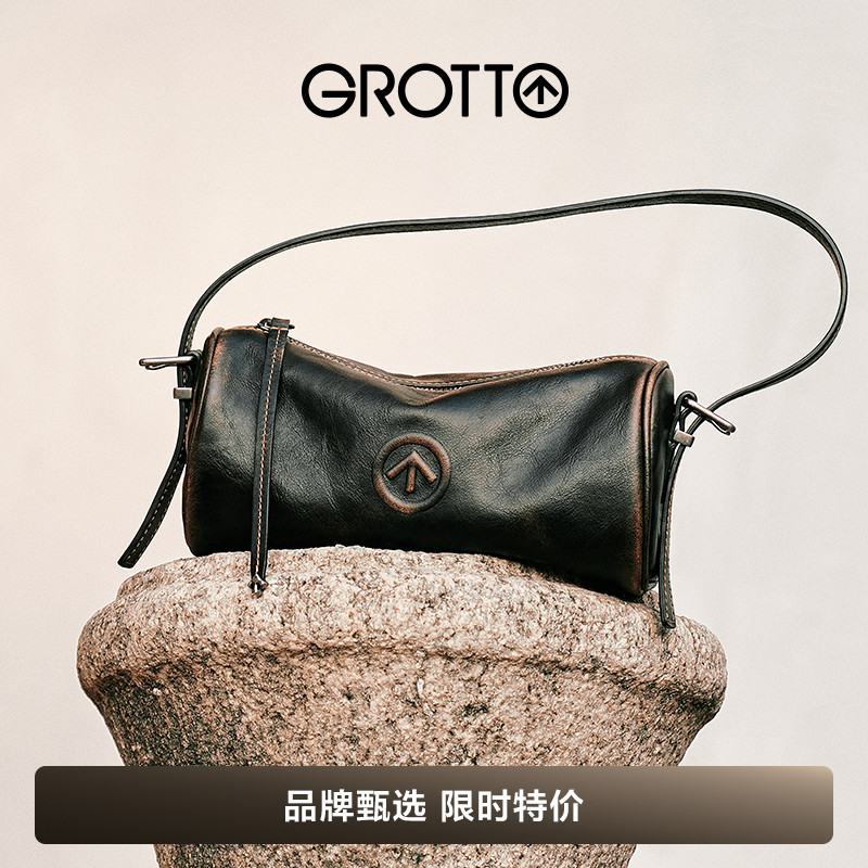 GROTTO/个乐笔筒包MINI植鞣牛皮