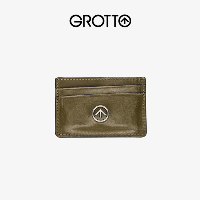 GROTTO个乐经典箭头标真皮简约多卡位卡包卡夹男女款礼物