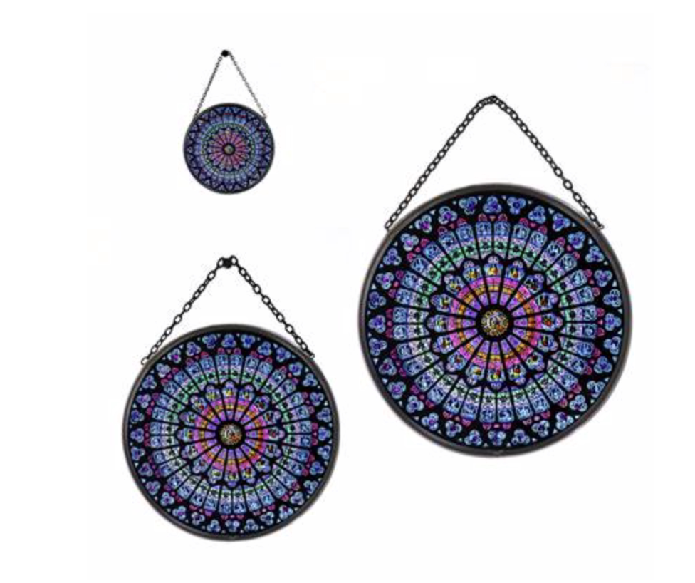 预定 小款7cm欧洲旅游法国巴黎圣母院圣母院纪念玫瑰花窗玻璃挂饰