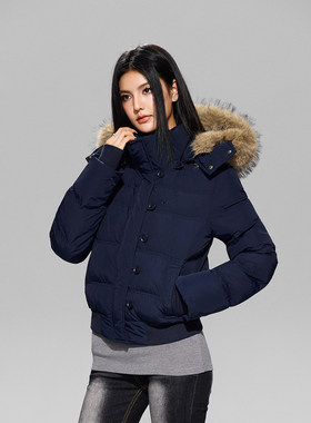 【Achock官方店】菲欧娜fiona保暖连帽棉服收腰显瘦毛领短款棉衣