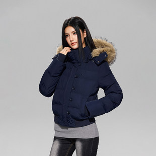 【Achock官方店】菲欧娜fiona保暖连帽棉服收腰显瘦毛领短款棉衣