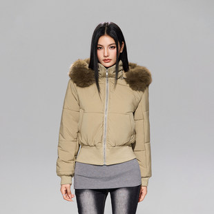 【Achock官方店】美式复古修身显瘦短款毛领棉衣服冬季保暖外套女