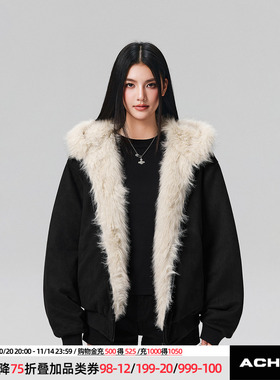 【Achock官方店】麂皮加厚保暖毛领座山雕棉袄重磅棉衣防风外套男