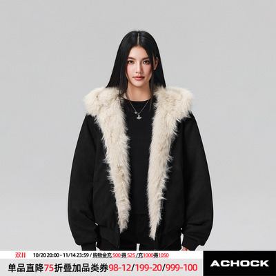 【Achock官方店】麂皮加厚保暖毛领座山雕棉袄重磅棉衣防风外套男