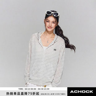 【Achock官方店】26夏季防晒衣横条纹轻薄透气抗UV运动防晒服