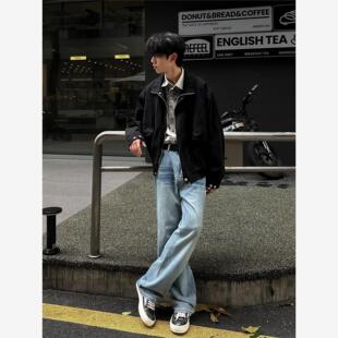 男水洗做旧宽松休闲长裤 复古cleanfit微喇牛仔裤 PilotDragon美式