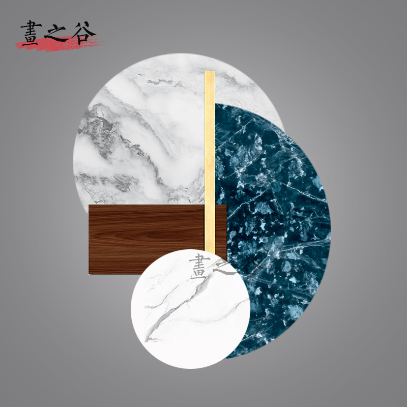 立体实物画 简约拼接几何图形装饰画仿大理石纹理样板间客厅挂画图片