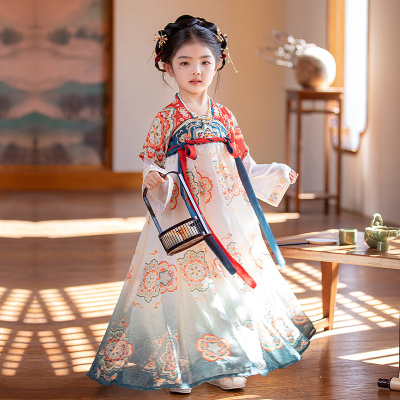 2025新款汉服女童超仙襦裙公主裙儿童古装唐装中国风开学演出服装