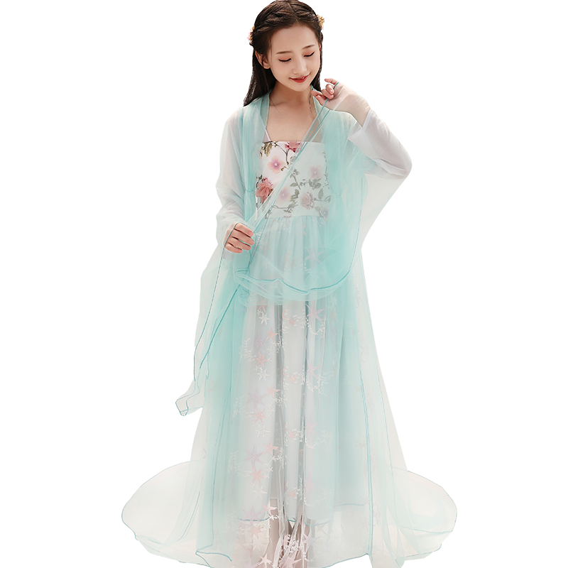 儿童古装女童汉服仙女贵妃改良cos同款演出服装 女童清新淡雅舞蹈