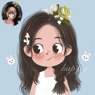 卡通单人蜡笔手绘头像漫画定制情侣真人照片动漫人像画像约稿