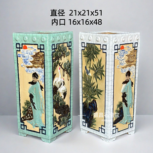 石湾盆兰花多肉蝴蝶兰盆景三角梅悬崖高飘枝陶瓷阳台室内四方高筒