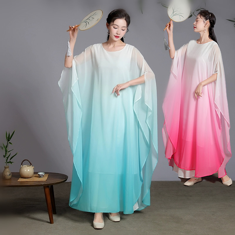 白色禅舞服套装带袖子升级版-仙女飘逸长裙茶禅服文艺古筝演出服