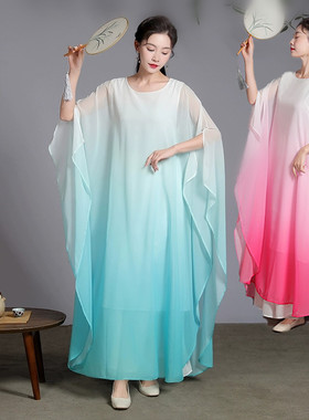 白色禅舞服套装带袖子升级版-仙女飘逸长裙茶禅服文艺古筝演出服