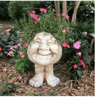 滑稽麻瓜脸雕塑搞怪表情花盆Muggly's The Face Statue Planter