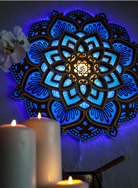 跨境瑜伽室创意曼陀罗氛围夜灯