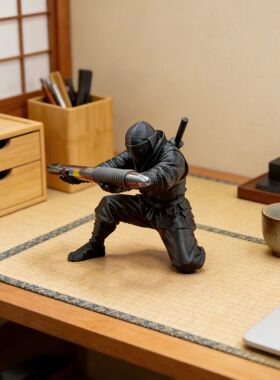 创意3D忍者形象桌面笔架收纳