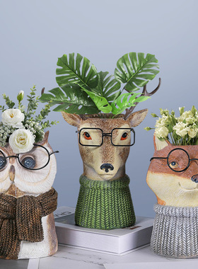 动物花盆花瓶摆件桌面工艺品