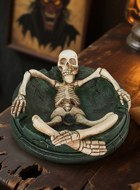 新品创意个性骷髅人体树脂烟灰缸