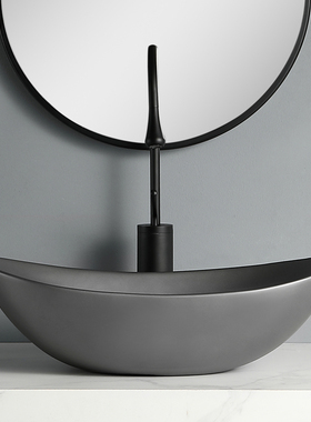 枪灰色元宝台上盆陶瓷洗手盆家用艺术盆简约洗脸面盆酒店名宿单盆