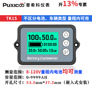 库仑计锂电池铅酸电池磷酸铁锂电瓶房车电量显示表器库伦计TK15H
