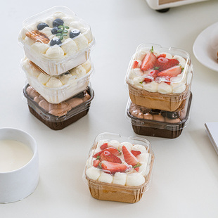 方形马芬杯子纸杯蛋糕纸托带盖一次性耐高温麦芬纸杯方型烤箱专用