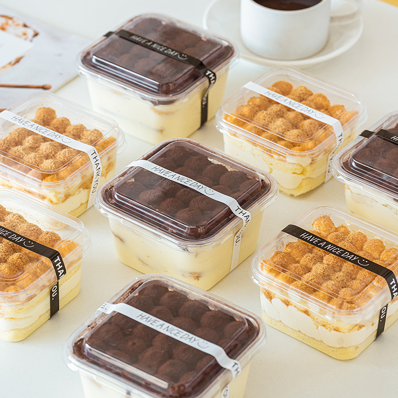 提拉米苏盒子方形透明带盖