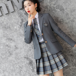 JK制服格裙原创西装套装全套长袖初高中女大学生学院风校服款高端