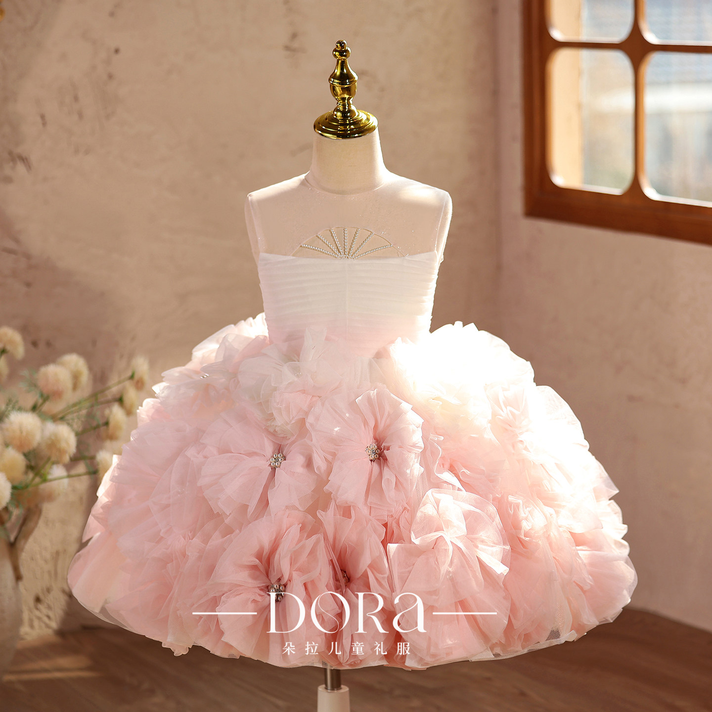 儿童晚礼服小女孩生日花童公主裙主持人钢琴演出服女童高端小礼服