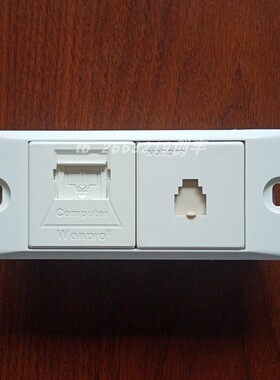 窄小板卡入式工装电话电脑插座面板一位8芯网络带4芯电话六类网线