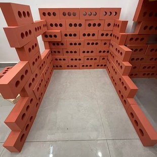 早教幼儿园大型儿童红砖块砖头玩具构建区EVA泡沫积木建筑师房屋