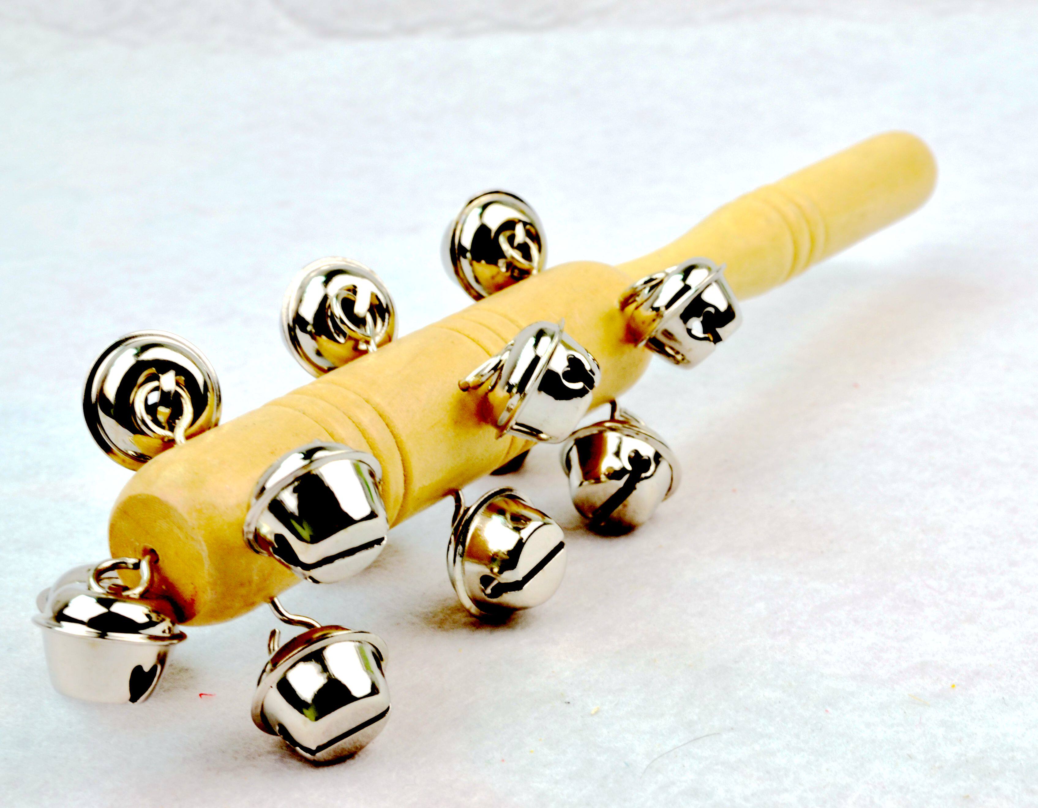 奥尔夫教具儿童打击乐器 幼儿园玩教具 原木铃棒 串铃 13铃13棒铃