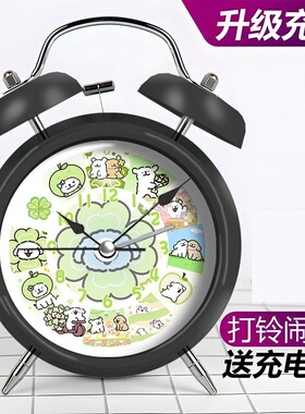 线条小狗闹钟学生专用起床神器卡通静音时钟儿童床头闹铃个性礼物