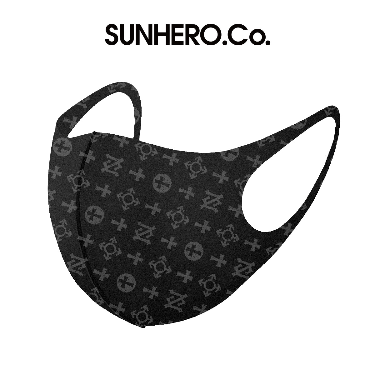 sunhero潮牌印花冰丝口罩轻薄透气复古老花防尘防晒可水洗欧美风