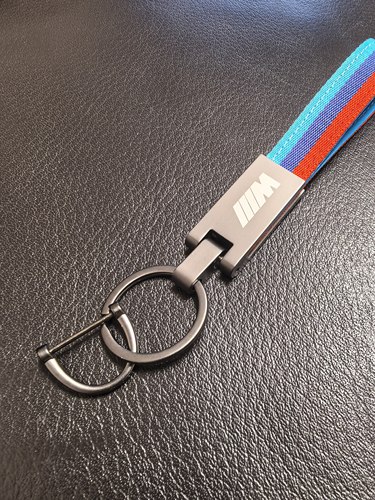 Genuine OEM BMW M Power Stripes Textile Gun Metal钥匙扣挂件