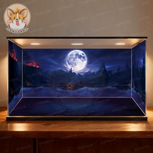 宝可梦鬼系背景图恐怖风手办盒贴纸模型展柜造景布景摄影背景图