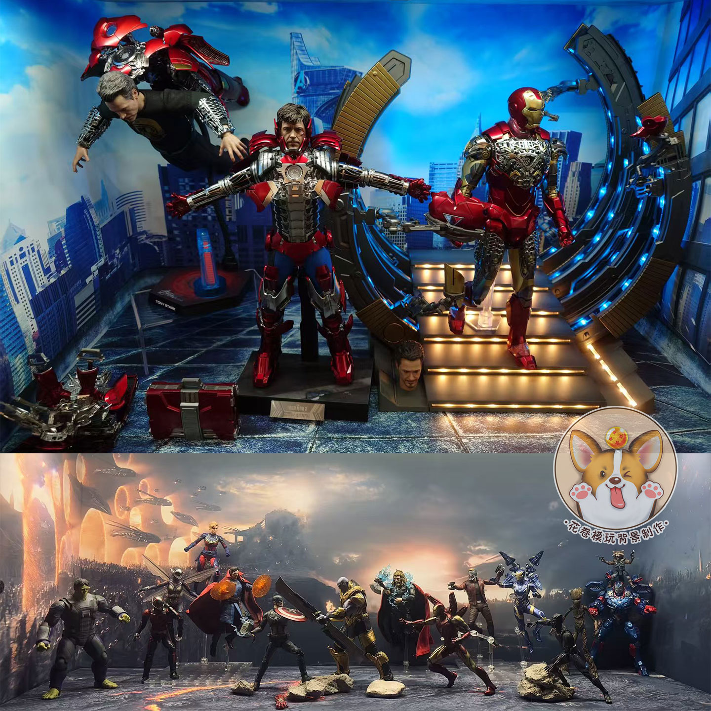 钢铁侠模型展示柜贴纸背景图