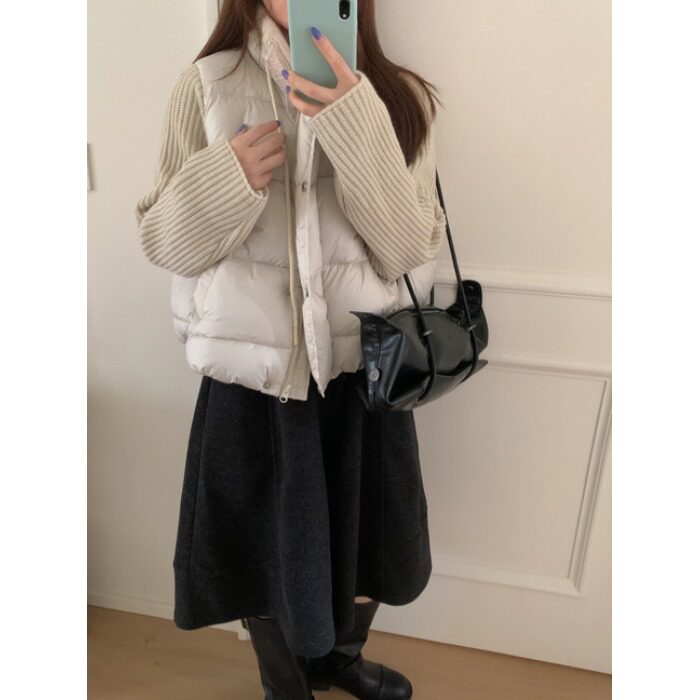 PPSHD|冬上新韩国针织拼接棉服毛衣袖假两件巨好看外套