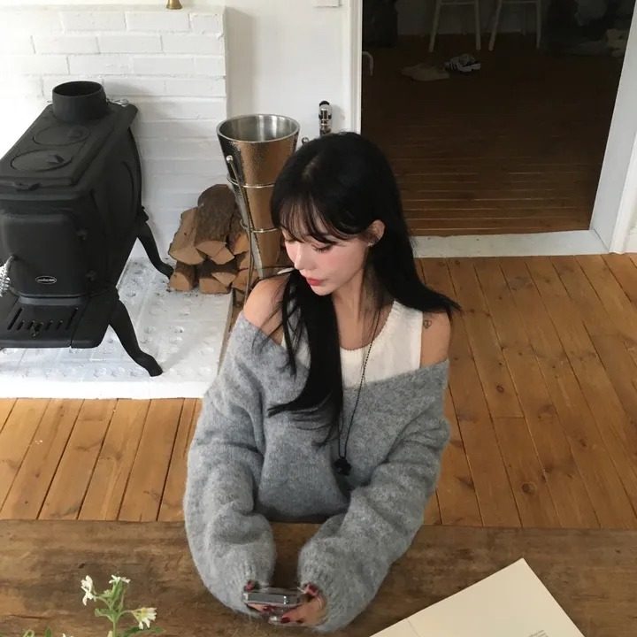 PPSHD 韩国chic 超好看简约慵懒v领针织+内搭工字背心两件套