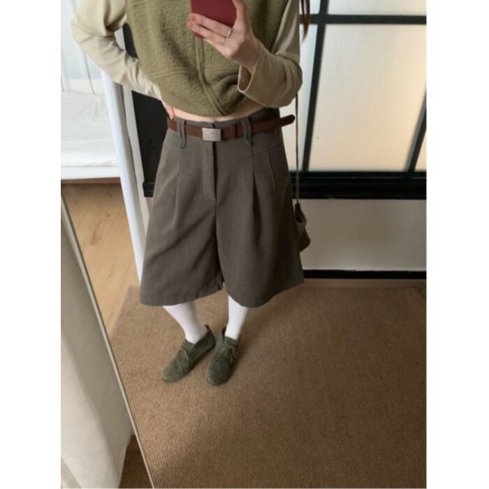 PPSHD｜秋上新韩系气质高腰压褶宽松阔腿显瘦百搭休闲裤配腰带