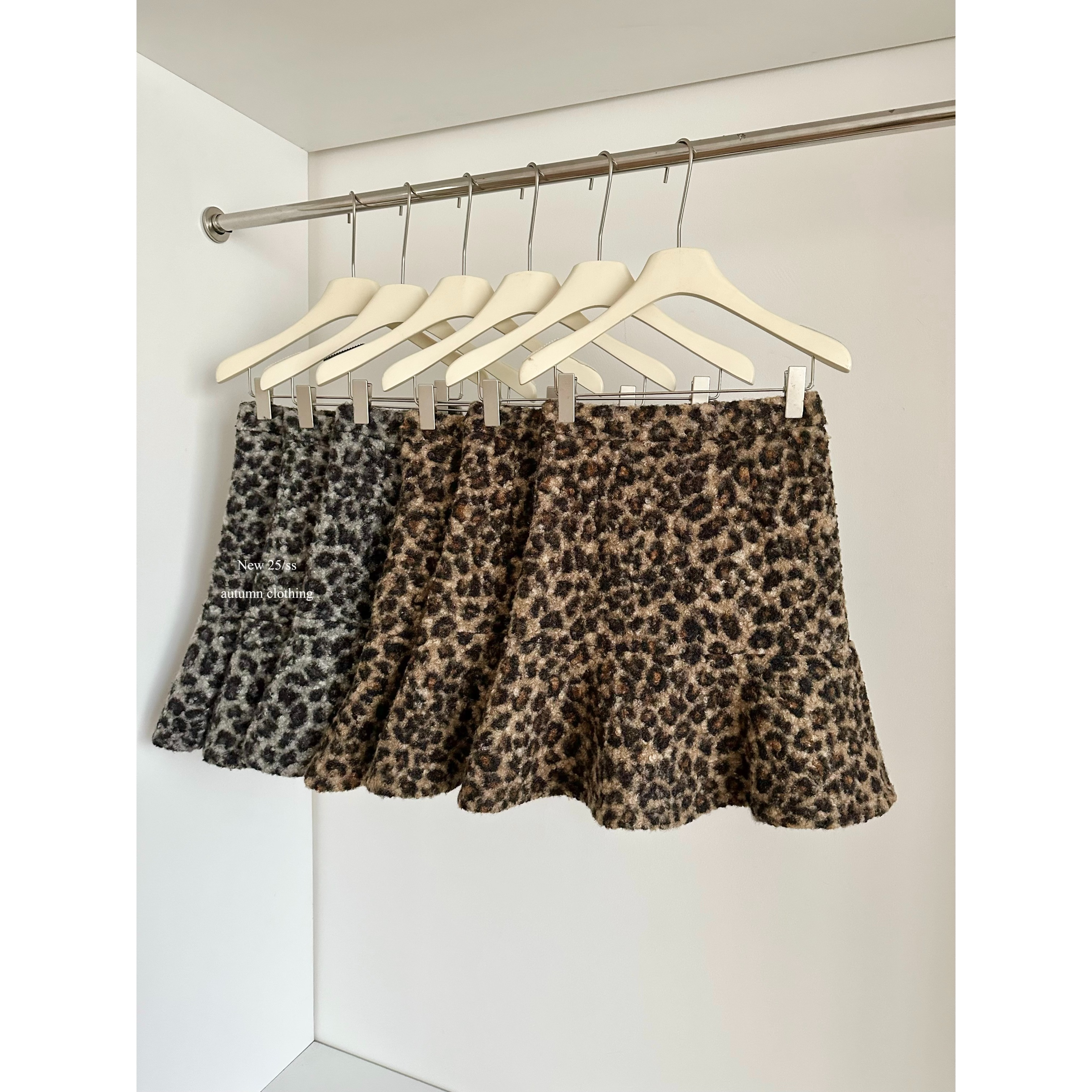 PPSHD美式复古豹纹圈圈加厚毛呢半身裙秋冬新小众设计感鱼尾中裙