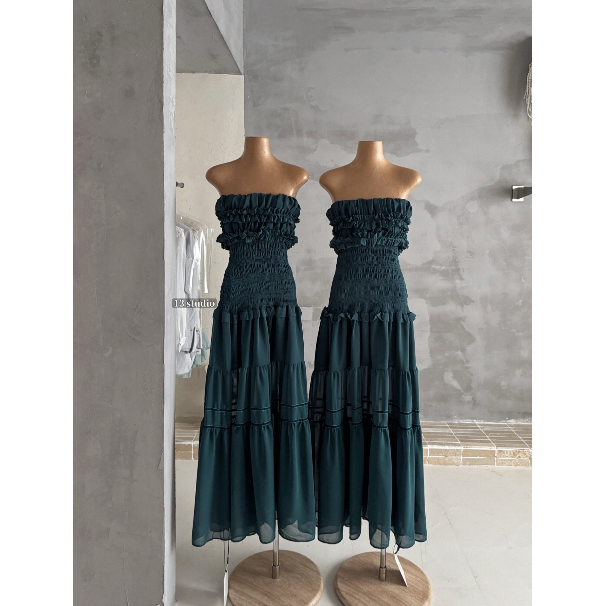PPSHD|高级感荷叶边抹胸连衣裙女名媛风礼服裙春夏