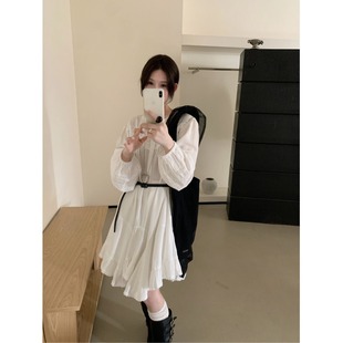 PPSHDins韩国温柔发式度假风不规则裙子百搭中长款飘逸裙摆连衣裙