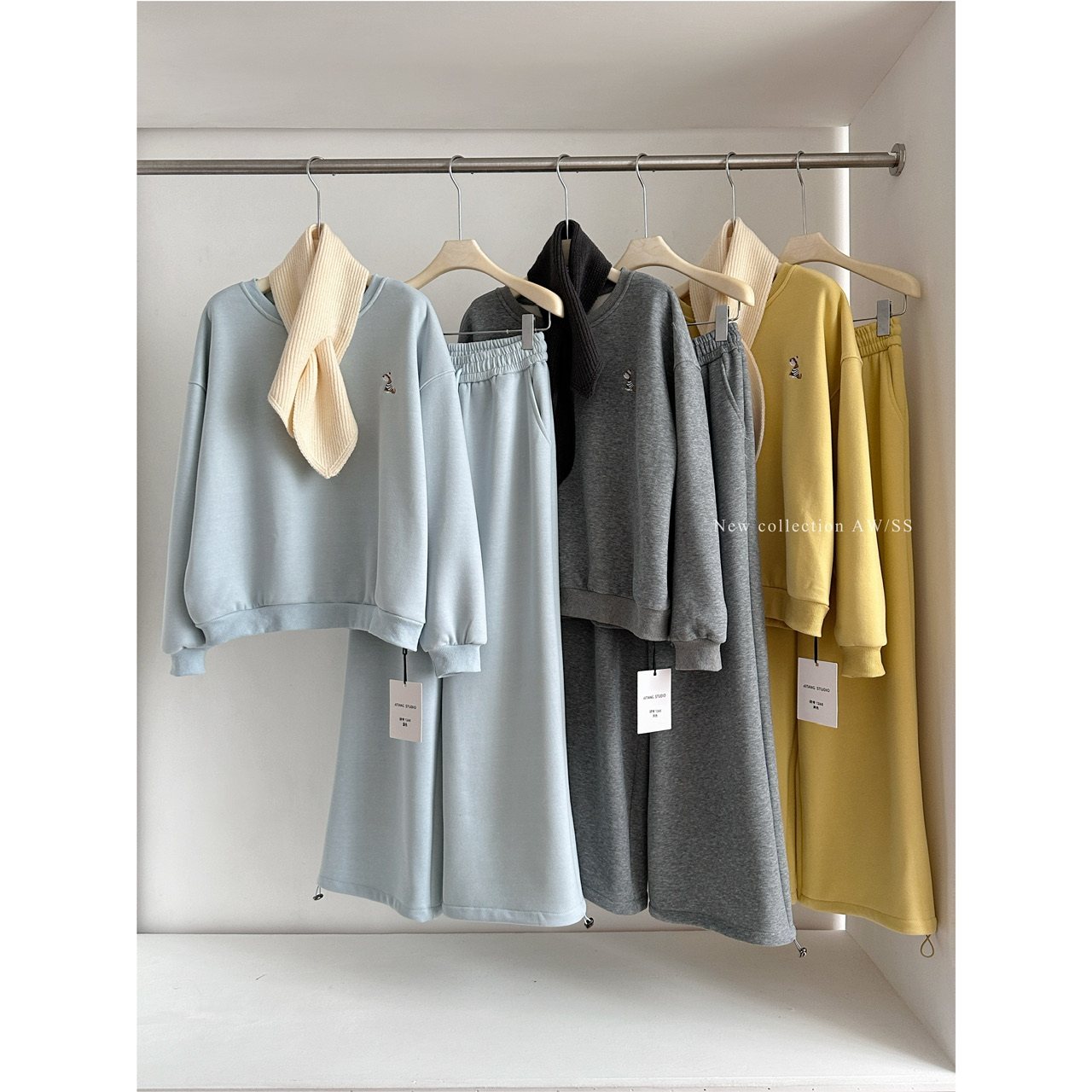 PPSHD套装女2025年新款加绒加厚韩系刺绣围巾卫衣休闲裤三件套,女装/女士精品,休闲运动套装,淘宝优惠券,粉丝福利购,淘宝优惠卷