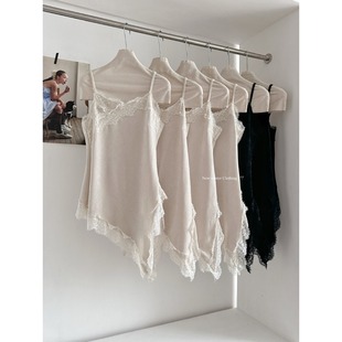 PPSHD韩系蕾丝拼接吊带背心女2025秋冬新款叠穿百搭打底上衣