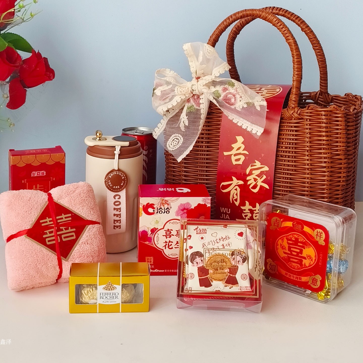 结婚喜饼小礼品篮高级感伴手礼