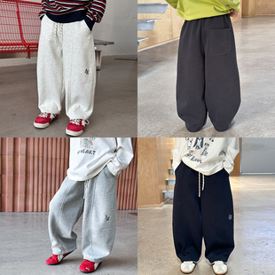 依依妈男童刺绣可束脚拼接卫裤儿童秋装宝宝宽松直筒运动休闲裤潮