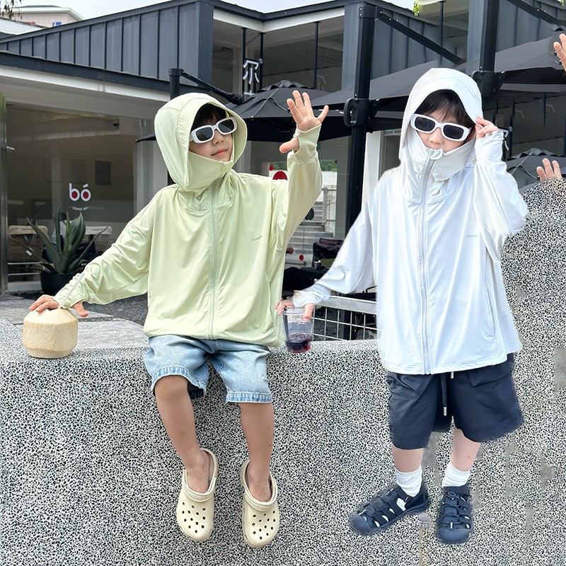 依依妈男童凉感冰丝防晒衣连帽透气UPF50+儿童夏装薄款宝宝空调服
