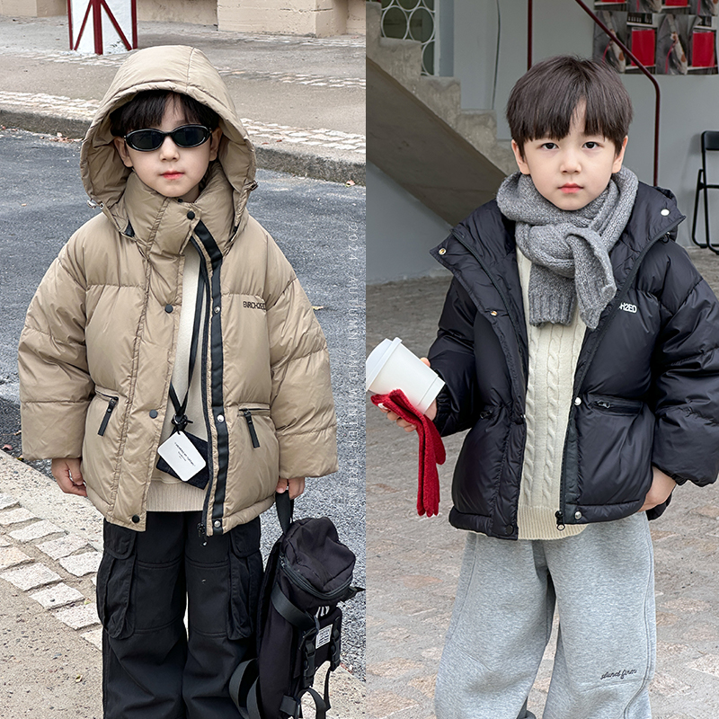 男童连帽新国标90白鸭绒羽绒服