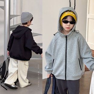 清仓！男童加绒连帽开衫卫衣儿童冬装上衣宝宝宽松休闲保暖外套潮